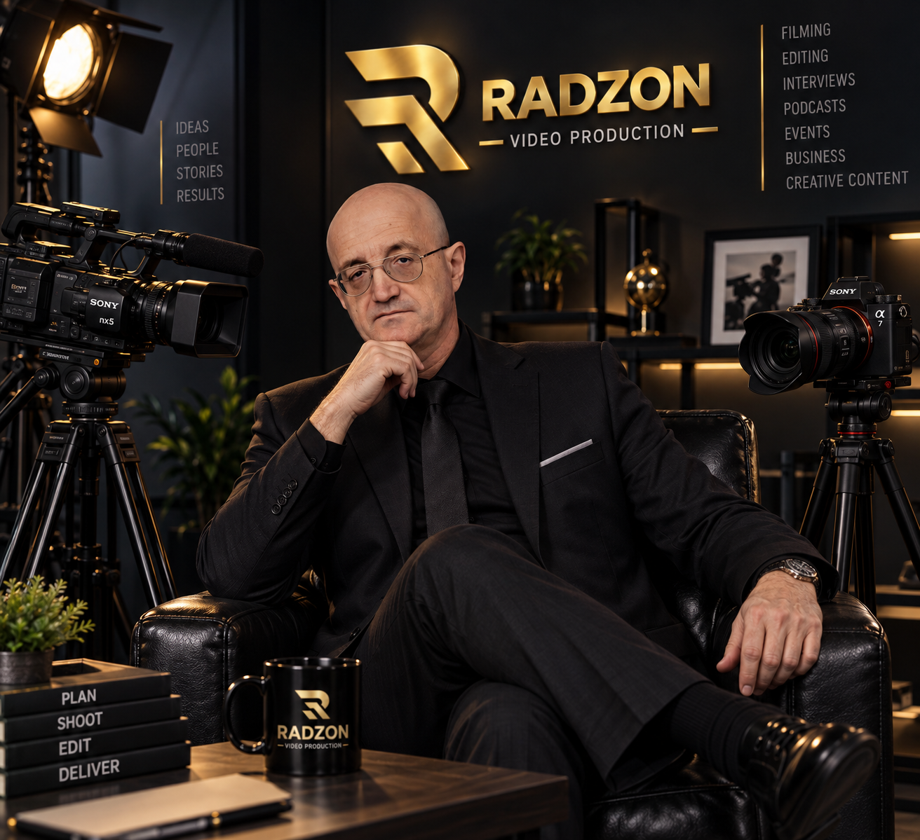 Radislav, founder of Radzon Video Production, in his editing studio